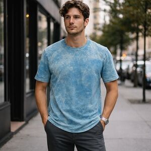 Diesel 100% Cotton Tie Dye T-Shirt | Blue Acid Wash Streetwear Graphic Tee